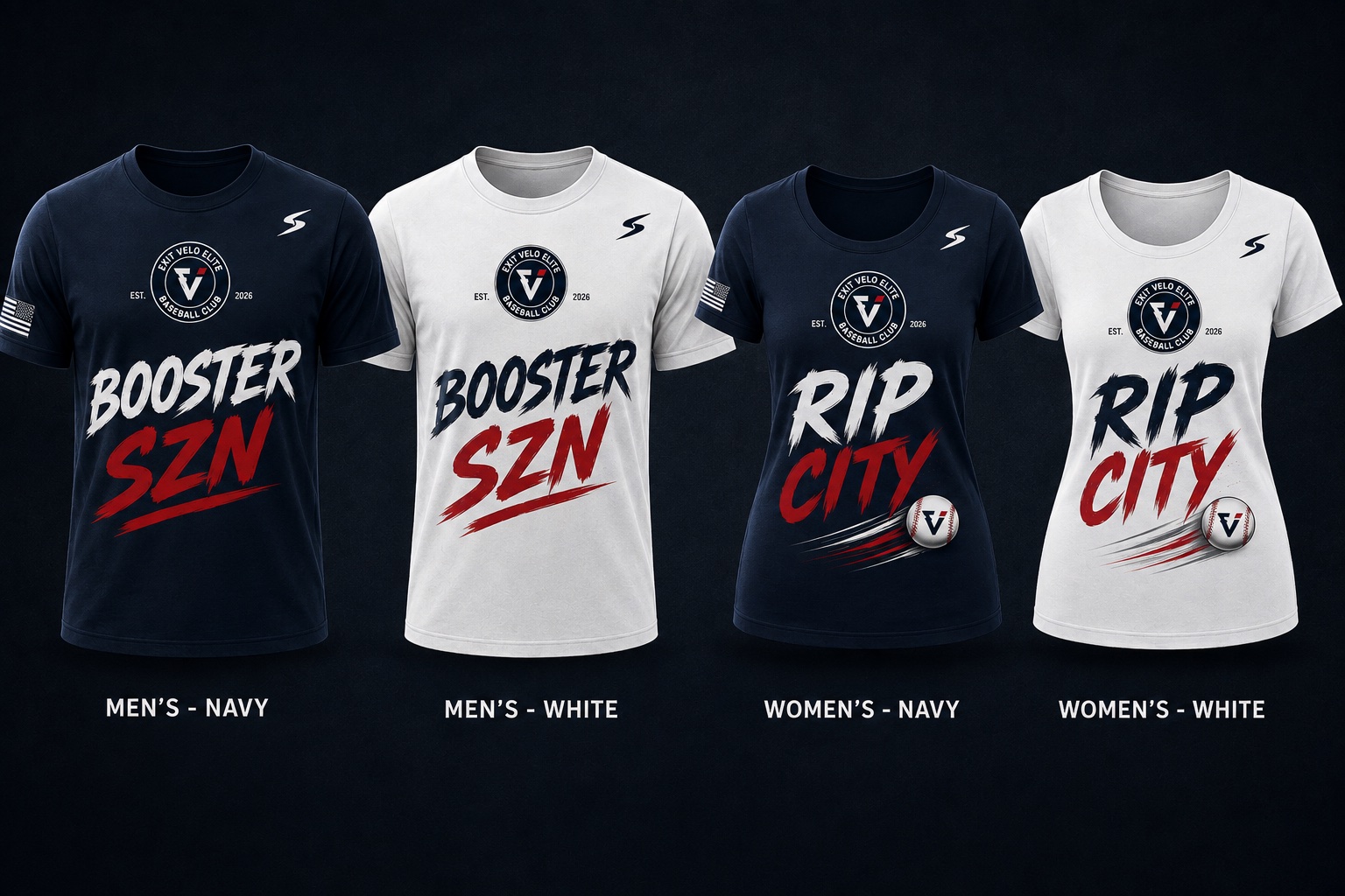 Booster SZN and Rip City tee designs